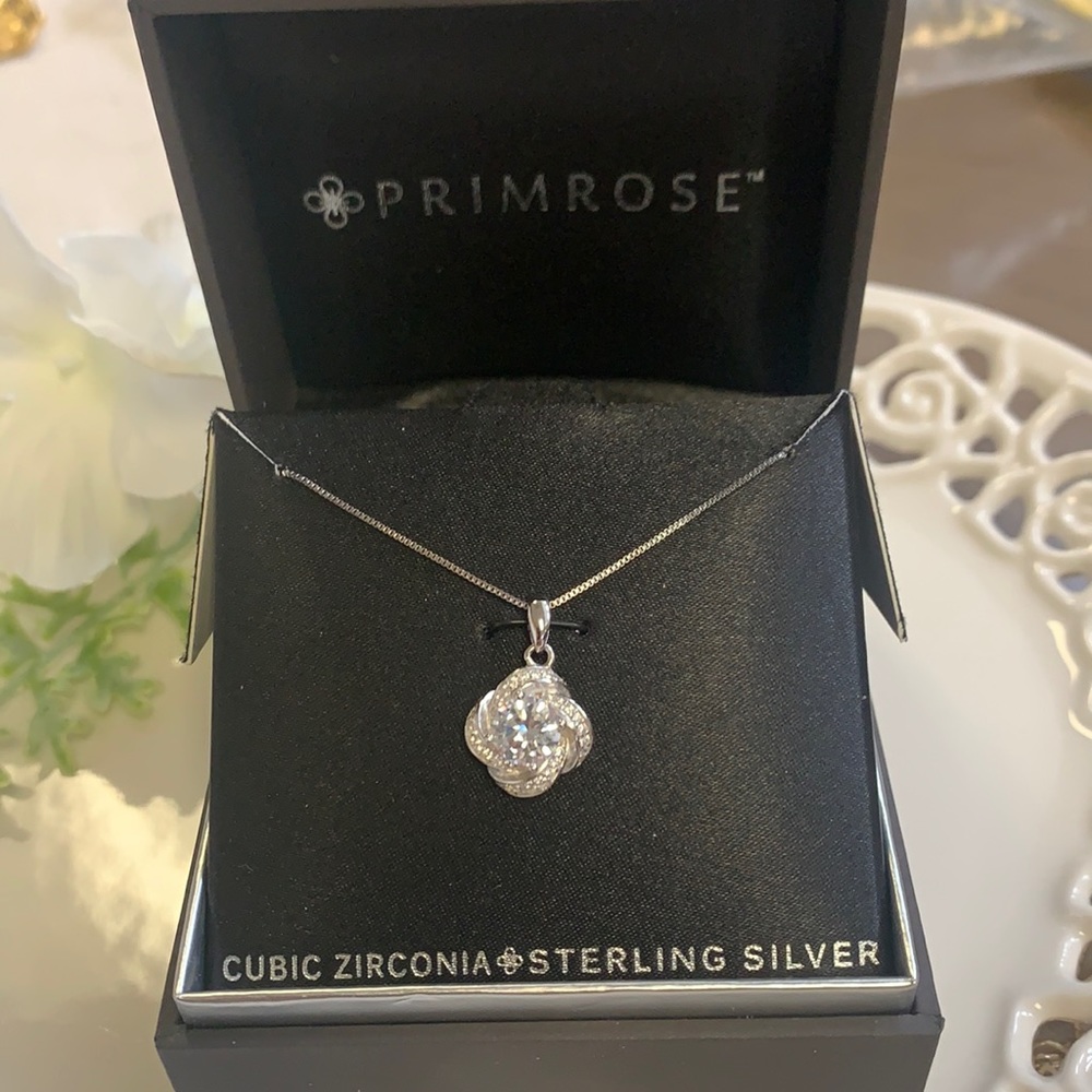 Primrose cubic Zirconia,Sterling silver necklace